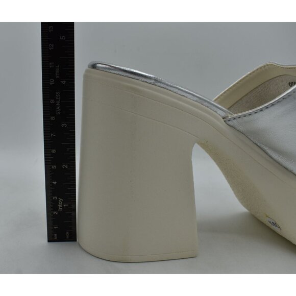 Free People EU 39.5 US 9 Zoe Platform Silver Metallic Leather Slide Sandal Shoes - Picture 9 of 13